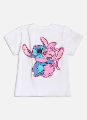 Momi - Blusa Manga Curta do Stitch com Patch Branco - MOMI