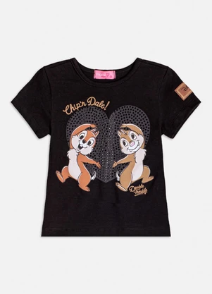 Momi - Blusa Manga Curta do Tico e Teco Preto - MOMI