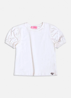 Momi - Blusa Manga Curta Off White com Strass Branco - MOMI