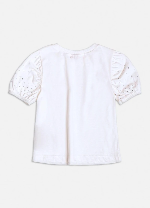 Momi - Blusa Manga Curta Off White com Strass Branco 2