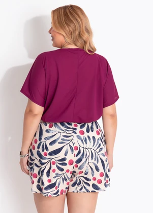 Marguerite - Blusa Manga Curta Roxa em Meia Malha - MARGUERITE