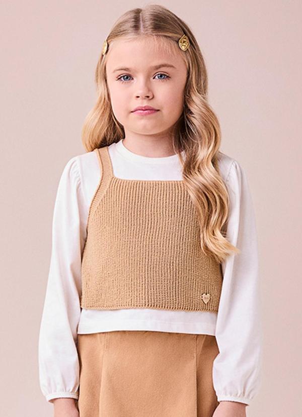 Momi - Blusa Manga Longa com Top de Tricot Branco