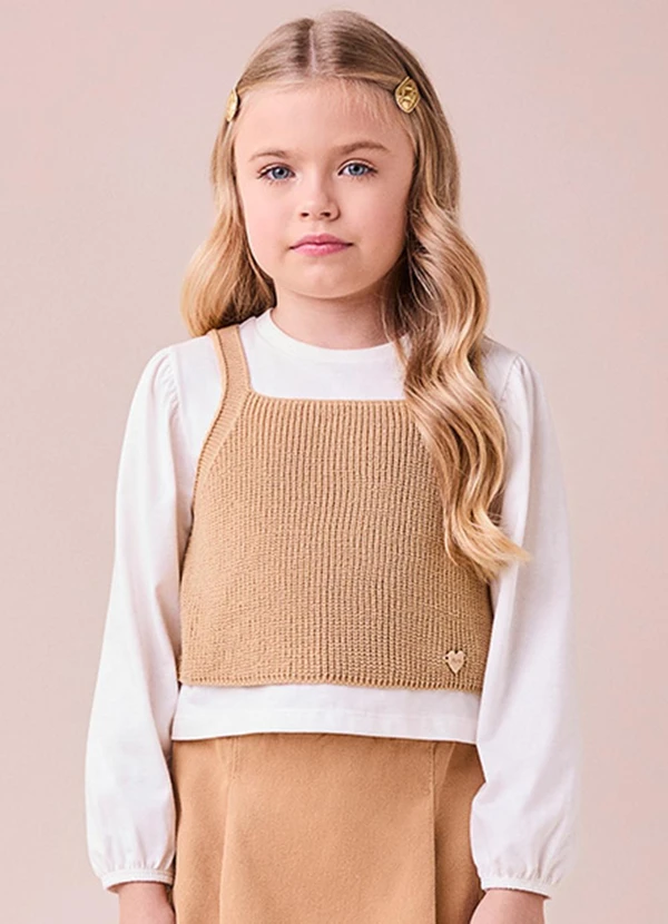 Momi - Blusa Manga Longa com Top de Tricot Branco 1