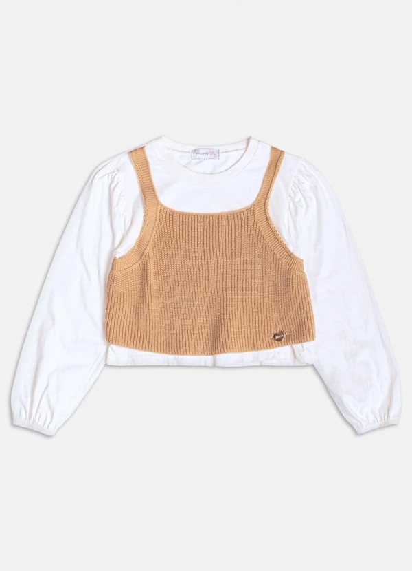 Momi - Blusa Manga Longa com Top de Tricot Branco 5