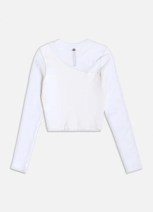 Authoria - Blusa Manga Longa de Tule com Recortes Branco - AUTHORIA