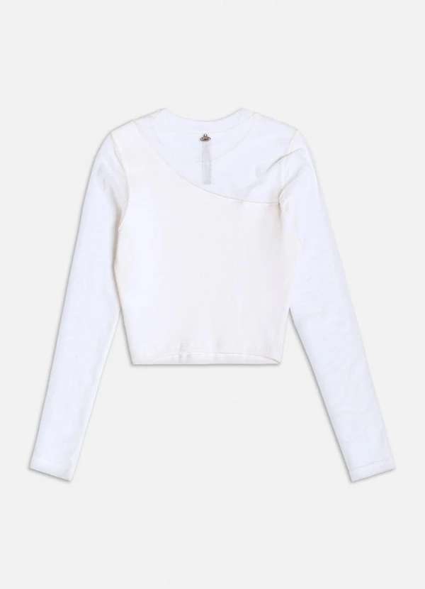 Authoria - Blusa Manga Longa de Tule com Recortes Branco 2