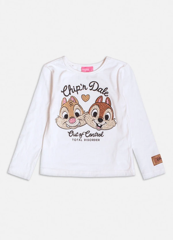 Momi - Blusa Manga Longa do Tico e Teco Branco