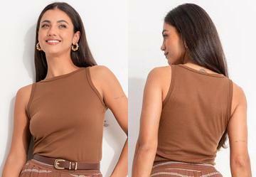 Blusa Marrom Amendoado em Ribana