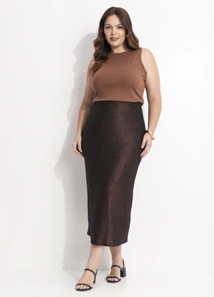 Quintess - Blusa Marrom Amendoado em Ribana - QUINTESS