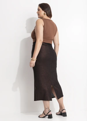 Quintess - Blusa Marrom Amendoado em Ribana - QUINTESS