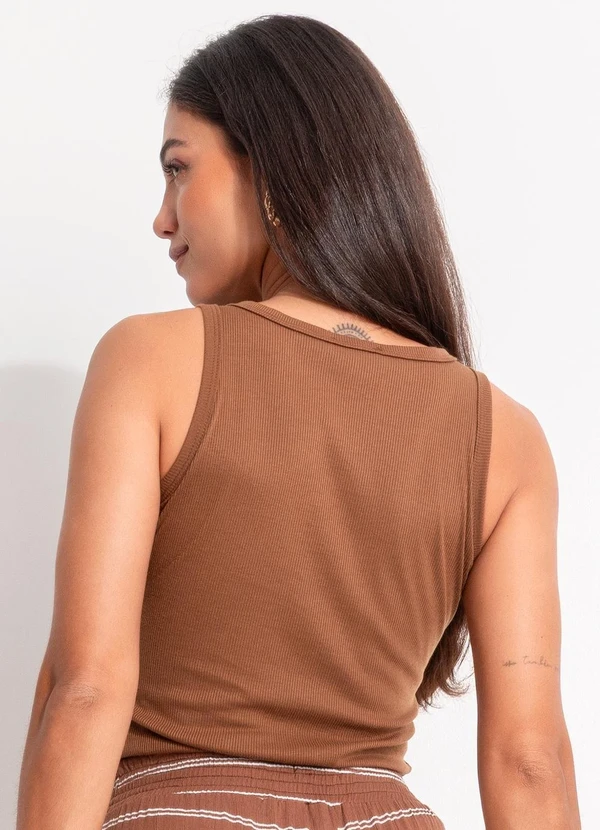 Quintess - Blusa Marrom Amendoado em Ribana 2