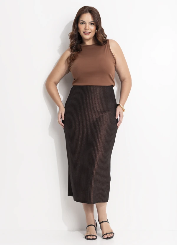 Quintess - Blusa Marrom Amendoado em Ribana 8