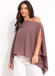 Blusa Marrom em Crepe Plano