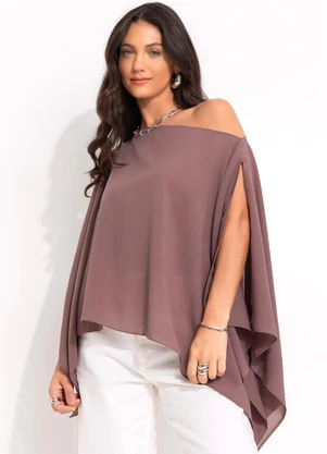 Quintess - Blusa Marrom em Crepe Plano - QUINTESS