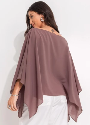 Quintess - Blusa Marrom em Crepe Plano - QUINTESS