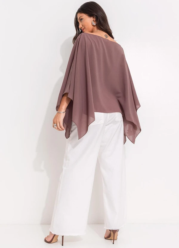 Quintess - Blusa Marrom em Crepe Plano 4