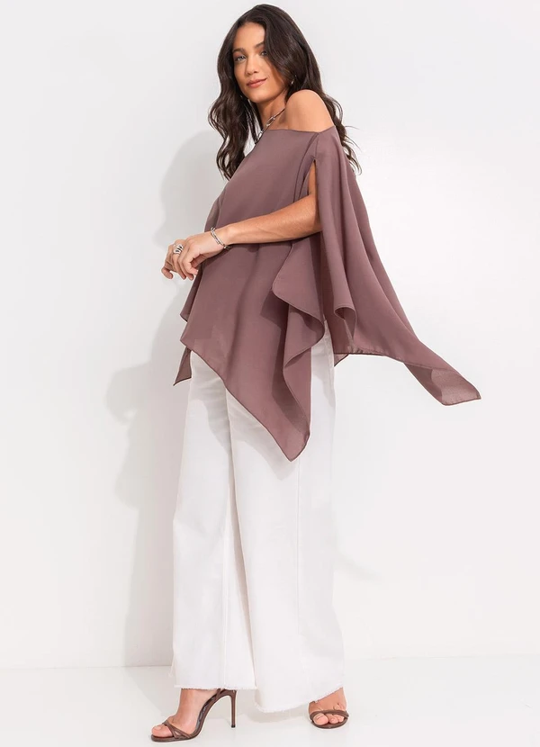 Quintess - Blusa Marrom em Crepe Plano 5