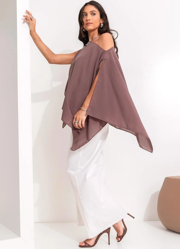 Quintess - Blusa Marrom em Crepe Plano 6