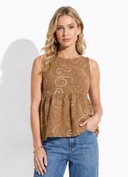 Blusa Marrom em Malha Bordada