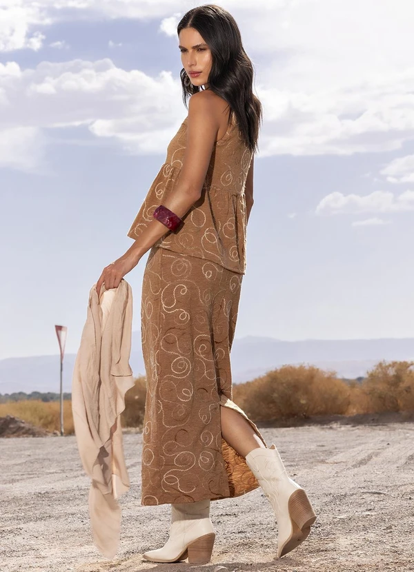 Quintess - Blusa Marrom em Malha Bordada 6