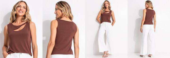 Blusa Marrom em Malha de Viscose