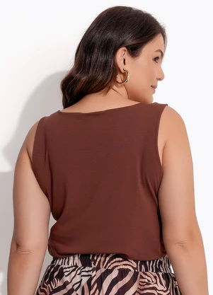 Quintess - Blusa Marrom em Malha de Viscose - QUINTESS