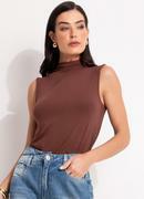 Blusa Marrom em Malha de Viscose