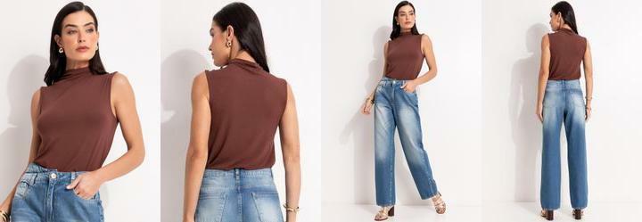 Blusa Marrom em Malha de Viscose