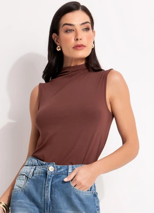 Quintess - Blusa Marrom em Malha de Viscose - QUINTESS