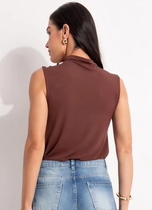 Quintess - Blusa Marrom em Malha de Viscose - QUINTESS