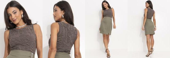 Blusa Marrom em Malha Jacquard