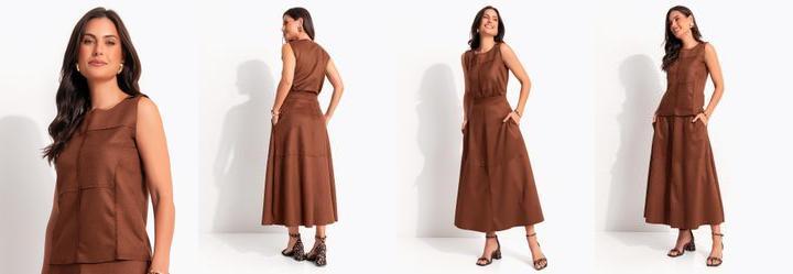 Blusa Marrom em Malha Suede