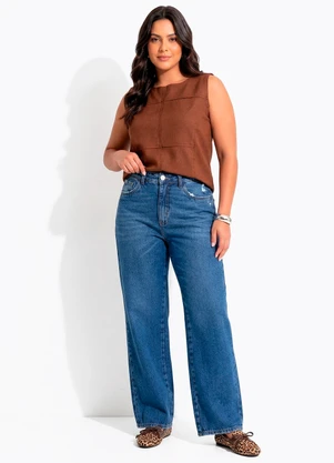 Quintess - Blusa Marrom em Malha Suede - QUINTESS