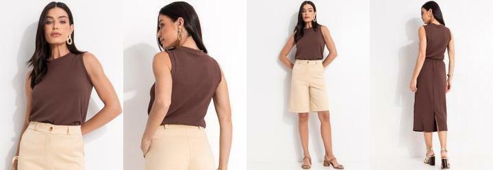 Blusa Marrom em Malha Texturizada