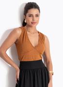 Blusa Marrom em Malha Texturizada