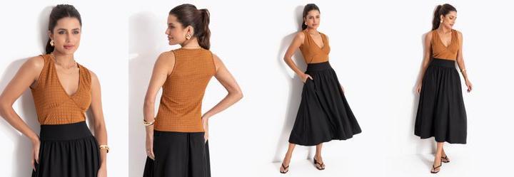 Blusa Marrom em Malha Texturizada