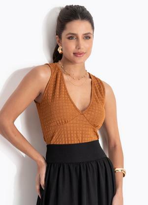 Blusa Marrom em Malha Texturizada