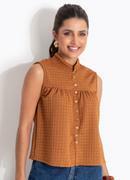Blusa Marrom em Malha Texturizada