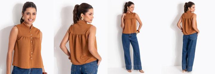 Blusa Marrom em Malha Texturizada