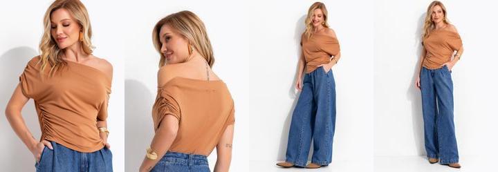 Blusa Marrom em Malha Viscolycra
