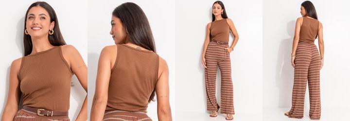 Blusa Marrom Amendoado em Ribana