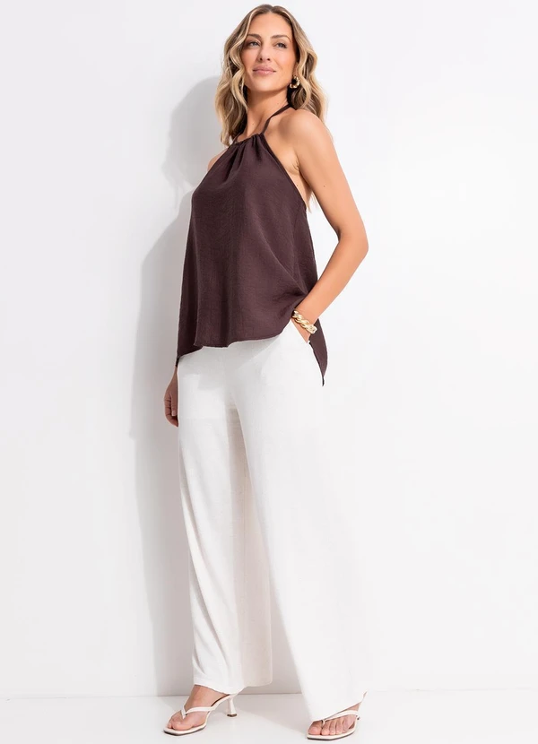 Quintess - Blusa Marrom em Viscose Plana Sarjada 10