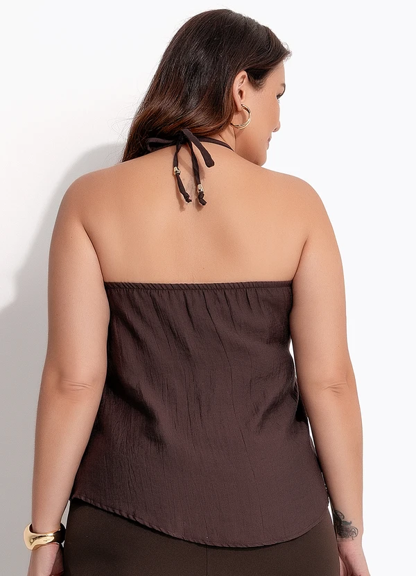 Quintess - Blusa Marrom em Viscose Plana Sarjada 5