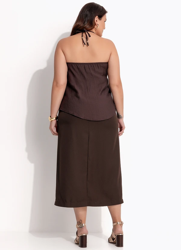 Quintess - Blusa Marrom em Viscose Plana Sarjada 2