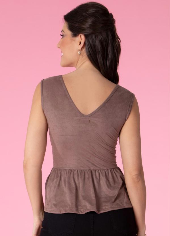 Outlet - Blusa Marrom Soltinha com Babados na Barra 2