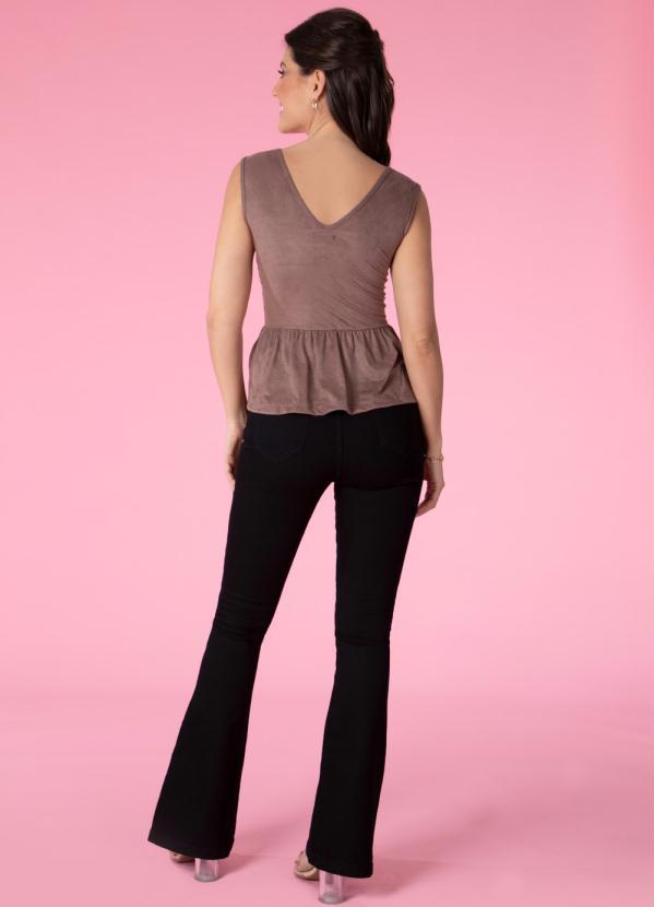 Outlet - Blusa Marrom Soltinha com Babados na Barra 4