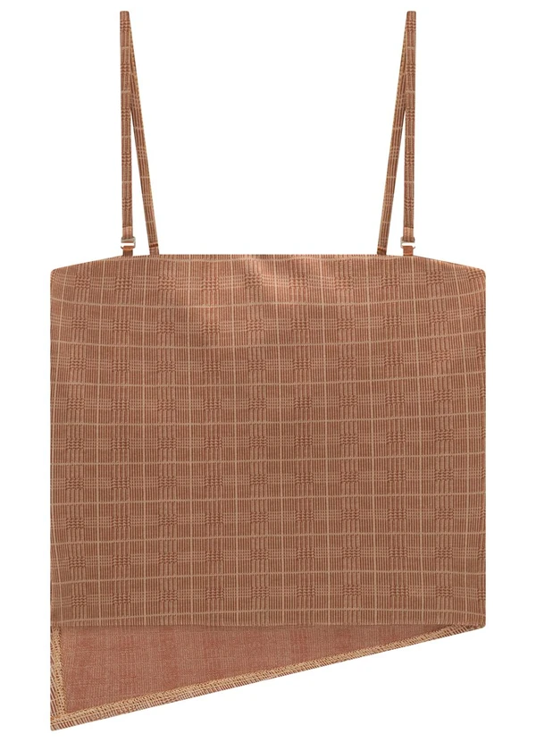 Enfim - Blusa Marrom Xadrez Assimétrica 2