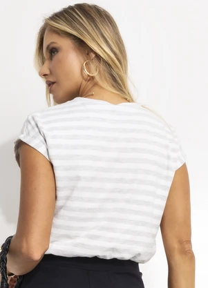Bimini - Blusa Mescla Claro em Meia Malha Listrada - BIMINI