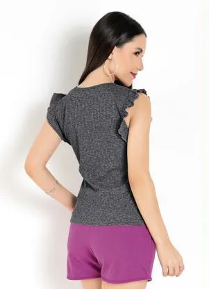Moda Pop - Blusa Mescla com Babado - MODA POP
