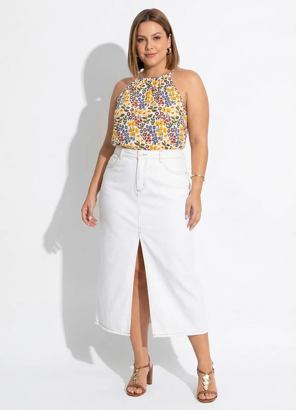 Quintess - Blusa Mini Floral com Decote Halter e Amarração 6